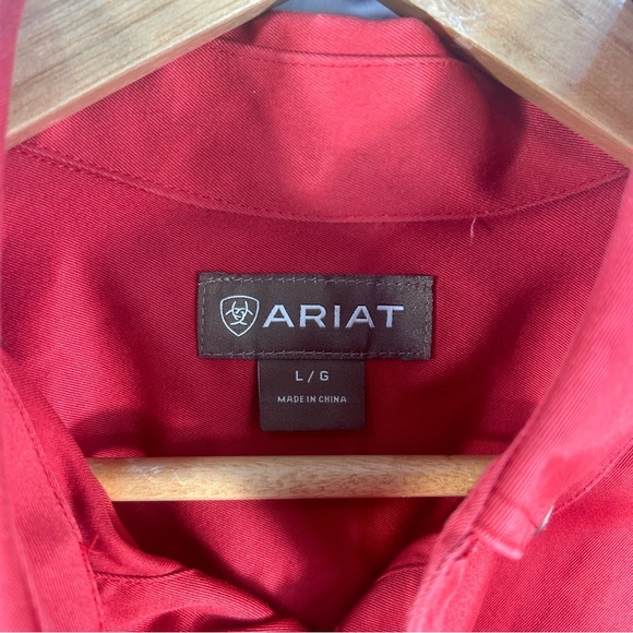 ARIAT Western Workwear Button Down Long Sleeve Shirt Orange; Men’s Size Large - Picture 2 of 16